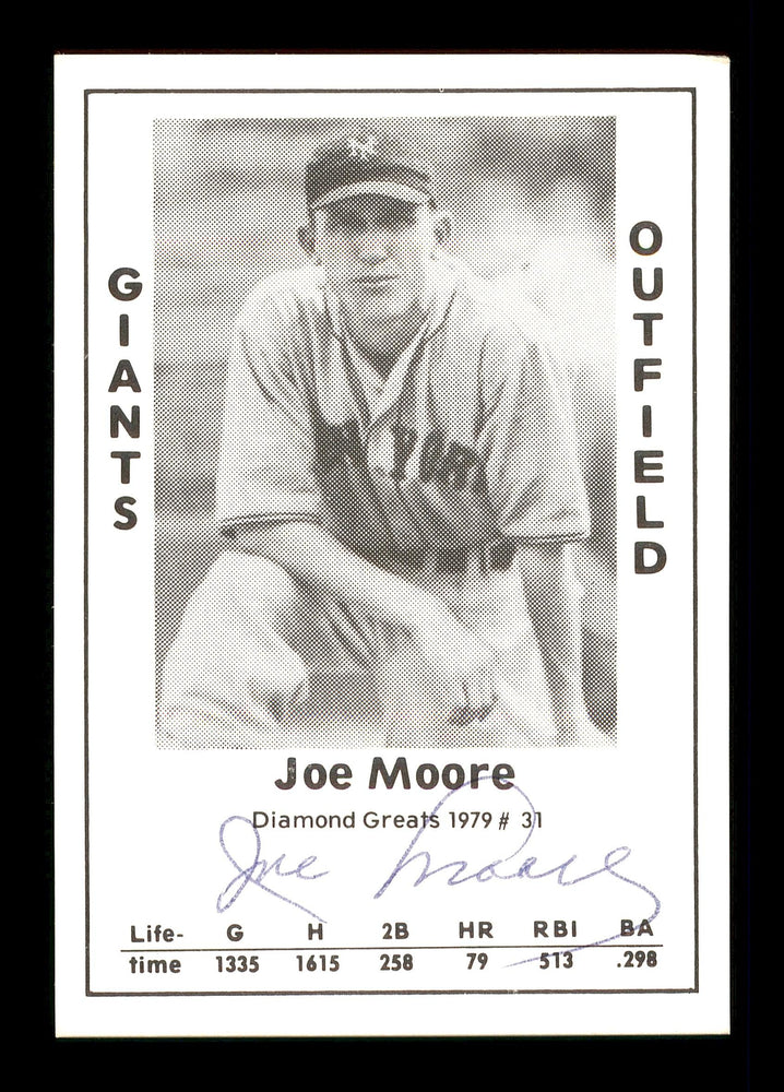 Joe Moore Autographed 1979 Diamond Greats Card #31 New York Giants SKU #171834 - RSA