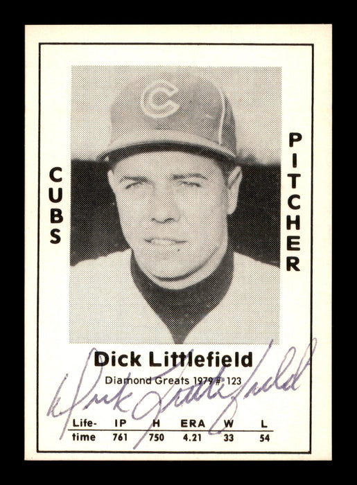Dick Littlefield Autographed 1979 Diamond Greats Card #123 Chicago Cubs SKU #188735 - RSA