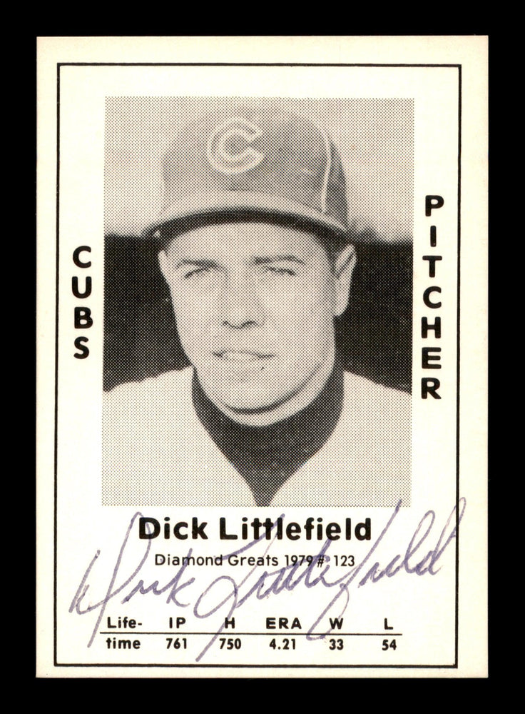 Dick Littlefield Autographed 1979 Diamond Greats Card #123 Chicago Cubs SKU #188735 - RSA