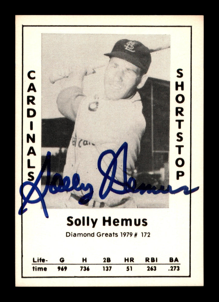 Solly Hemus Autographed 1979 Diamond Greats Card #172 St. Louis Cardinals SKU #188785 - RSA