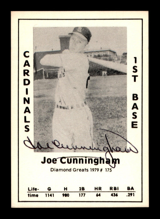 Joe Cunningham Autographed 1979 Diamond Greats Card #175 St. Louis Cardinals SKU #188787 - RSA