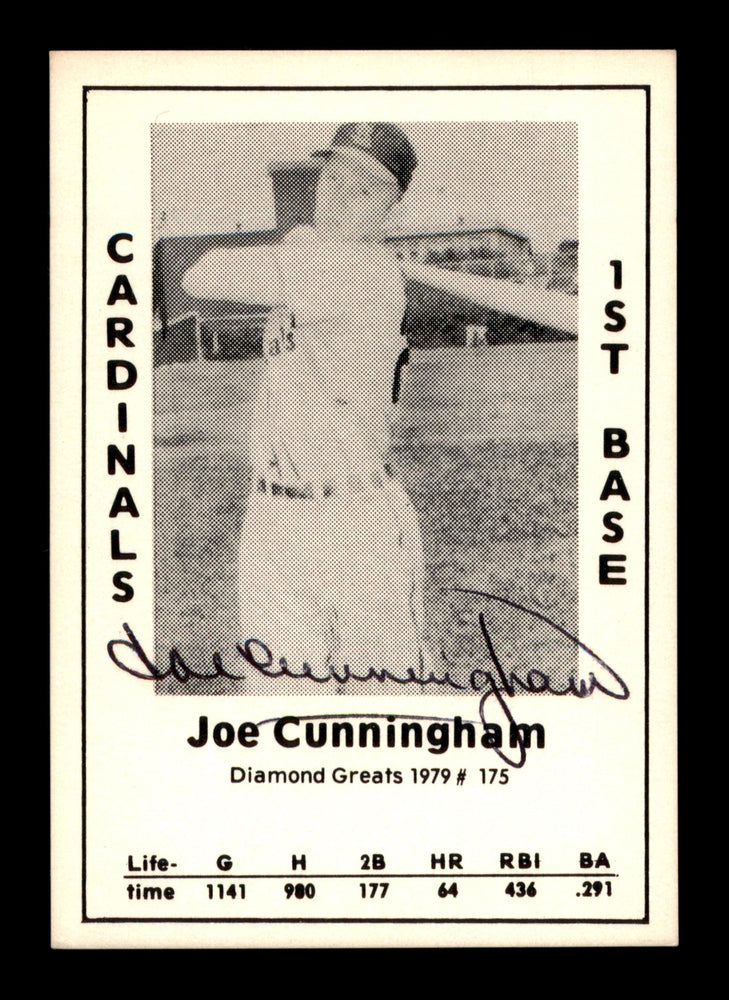 Joe Cunningham Autographed 1979 Diamond Greats Card #175 St. Louis Cardinals SKU #188787 - RSA