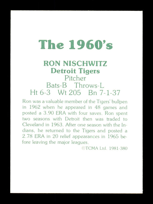 Ron Nischwitz Autographed 1981 TCMA Card #380 New York Mets SKU #171854 - RSA