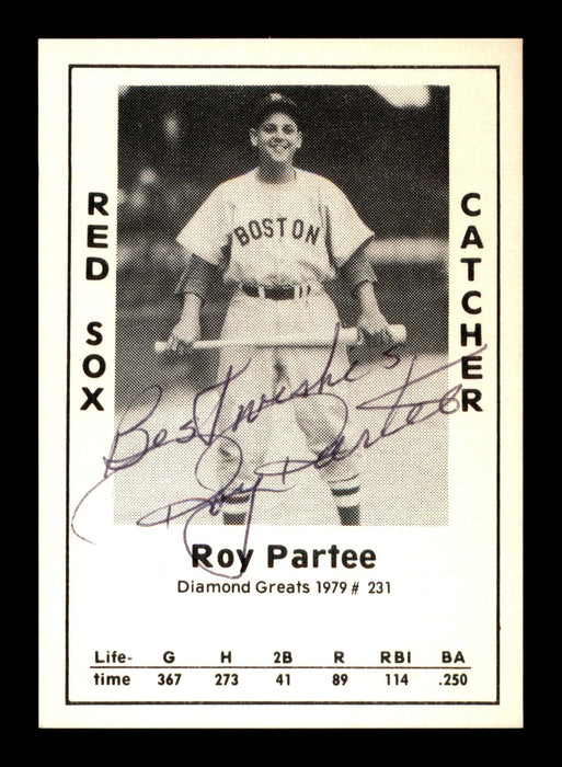 Roy Partee Autographed 1979 Diamond Greats Card #231 Boston Red Sox "Best Wishes" SKU #188840 - RSA