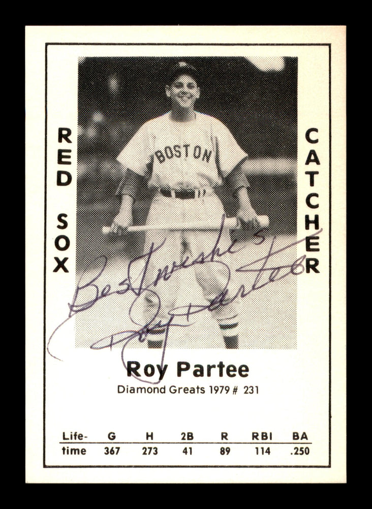 Roy Partee Autographed 1979 Diamond Greats Card #231 Boston Red Sox "Best Wishes" SKU #188840 - RSA