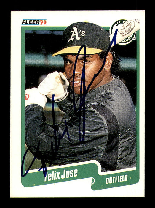 Felix Jose Autographed 1990 Fleer Card #13 Oakland A's SKU #183448 - RSA