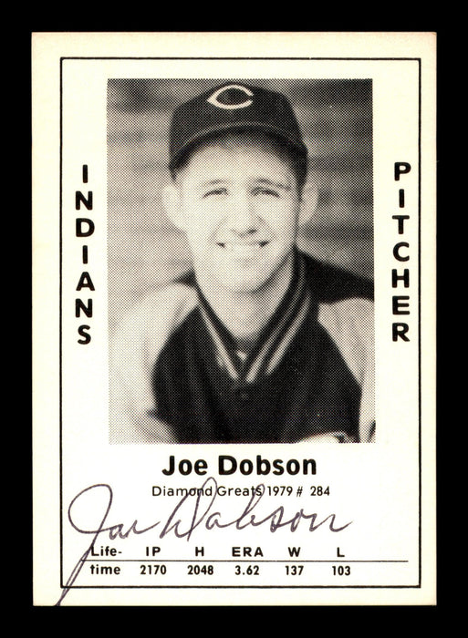 Joe Dobson Autographed 1979 Diamond Greats Card #284 Cleveland Indians SKU #188879 - RSA