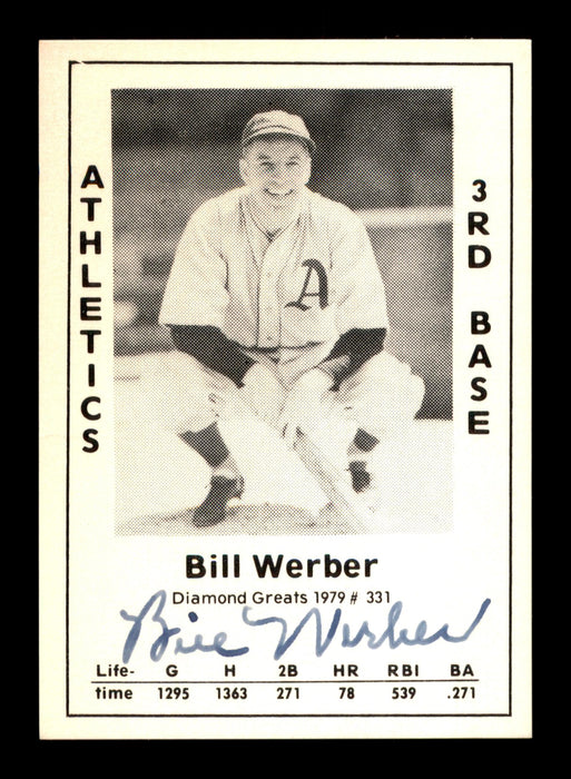 Bill Werber Autographed 1979 Diamond Greats Card #331 Philadelphia A's SKU #188916 - RSA