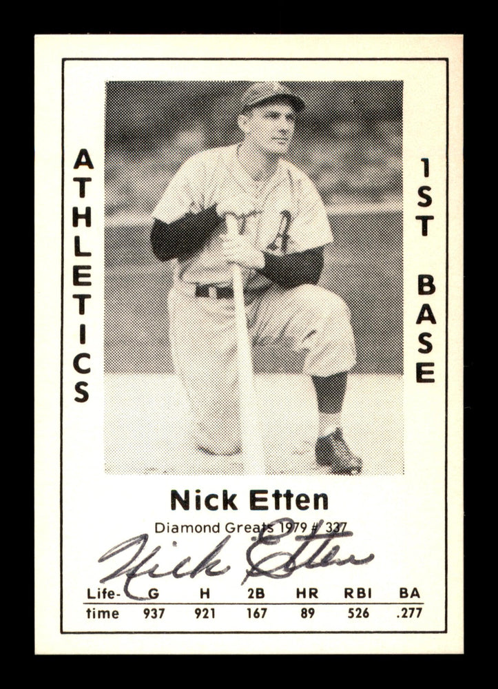Nick Etten Autographed 1979 Diamond Greats Card #337 Philadelphia A's SKU #188921 - RSA