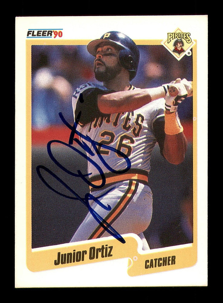 Junior Ortiz Autographed 1990 Fleer Card #475 Pittsburgh Pirates SKU #183465 - RSA