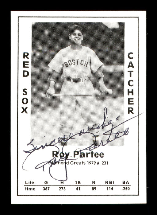 Roy Partee Autographed 1979 Diamond Greats Card #231 Boston Red Sox "Best Wishes" SKU #171894 - RSA