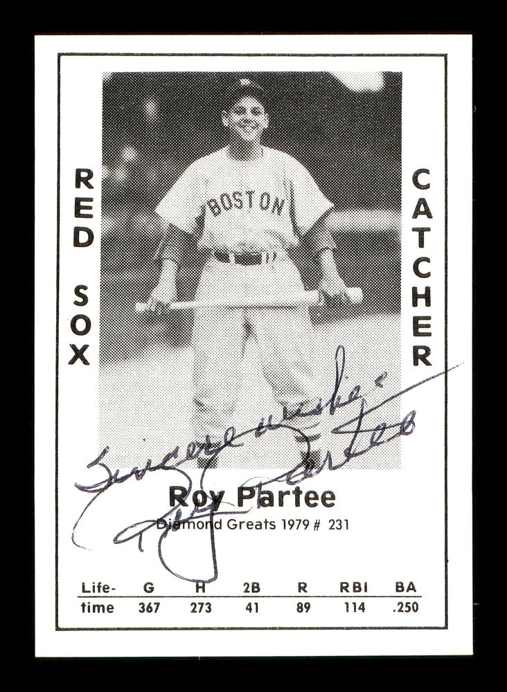 Roy Partee Autographed 1979 Diamond Greats Card #231 Boston Red Sox "Best Wishes" SKU #171894 - RSA