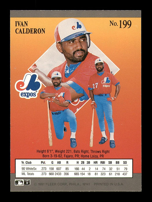 Ivan Calderon Autographed 1991 Fleer Ultra Card #199 Montreal Expos SKU #183496 - RSA