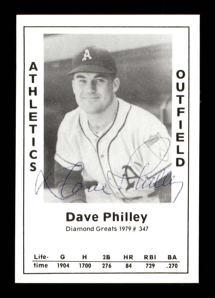 Dave Philley Autographed 1979 Diamond Greats Card #347 Philadelphia A's SKU #171915 - RSA