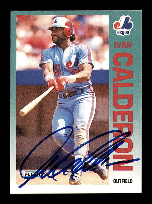 Ivan Calderon Autographed 1992 Fleer Card #475 Montreal Expos SKU #183528 - RSA