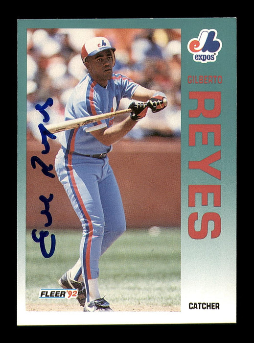 Gilberto Reyes Autographed 1992 Fleer Card #489 Montreal Expos SKU #183537 - RSA