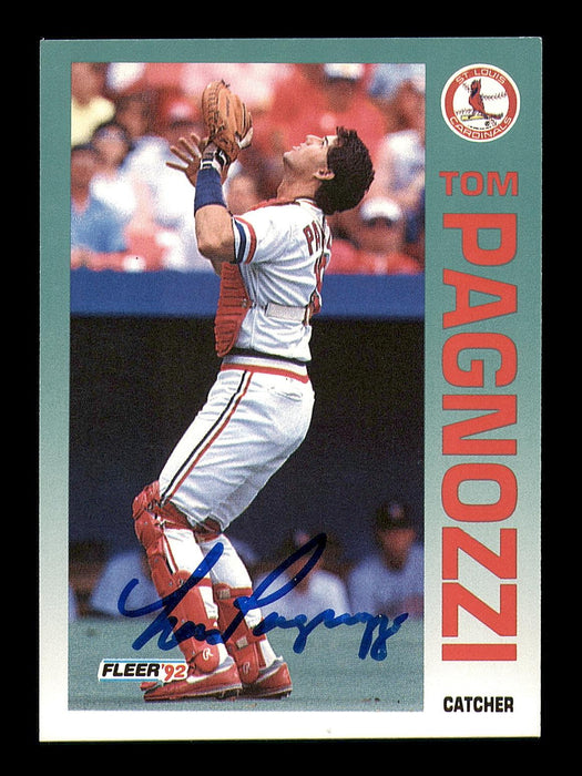 Tom Pagnozzi Autographed 1992 Fleer Card #586 St. Louis Cardinals SKU #183552 - RSA
