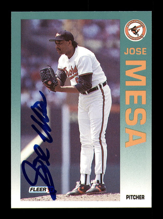 Jose Mesa Autographed 1992 Fleer Card #17 Baltimore Orioles SKU #183561 - RSA