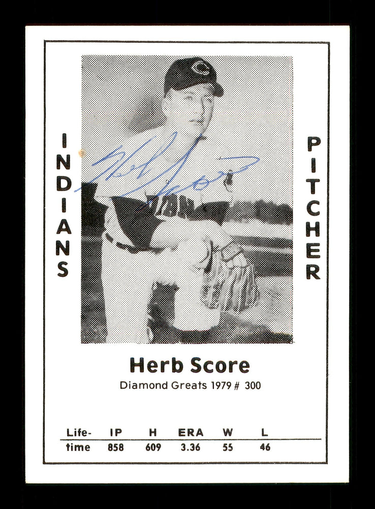 Herb Score Autographed 1979 Diamond Greats Card #300 Cleveland Indians SKU #171982 - RSA