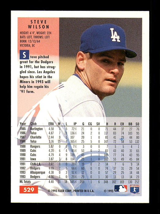 Steve Wilson Autographed 1994 Fleer Card #529 Los Angeles Dodgers SKU #183608 - RSA