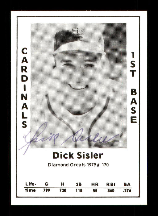 Dick Sisler Autographed 1979 Diamond Greats Card #170 St. Louis Cardinals SKU #172021 - RSA