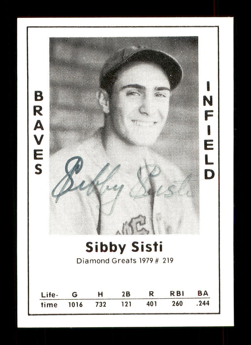 Sibby Sisti Autographed 1979 Diamond Greats Card #219 Boston Braves SKU #172027 - RSA