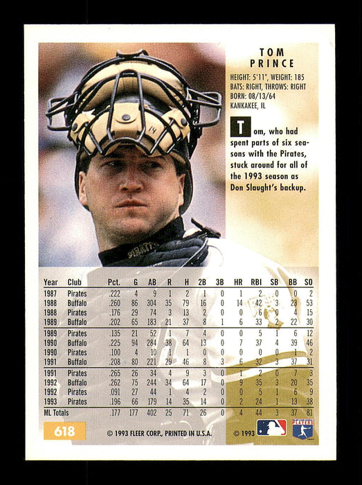Tom Prince Autographed 1994 Fleer Card #618 Pittsburgh Pirates SKU #183629 - RSA