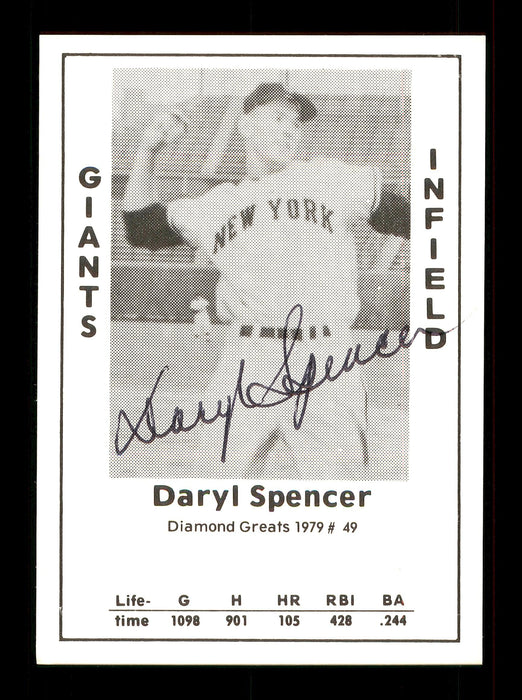Daryl Spencer Autographed 1979 Diamond Greats Card #49 New York Giants SKU #172047 - RSA