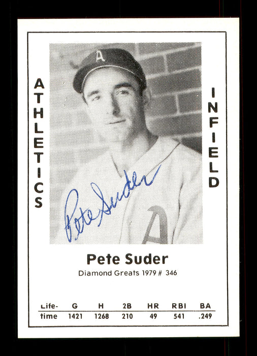 Pete Suder Autographed 1979 Diamond Greats Card #346 Philadelphia A's SKU #172065 - RSA