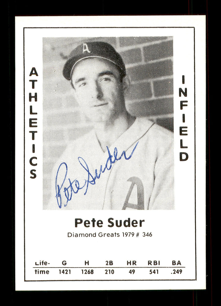 Pete Suder Autographed 1979 Diamond Greats Card #346 Philadelphia A's SKU #172065 - RSA