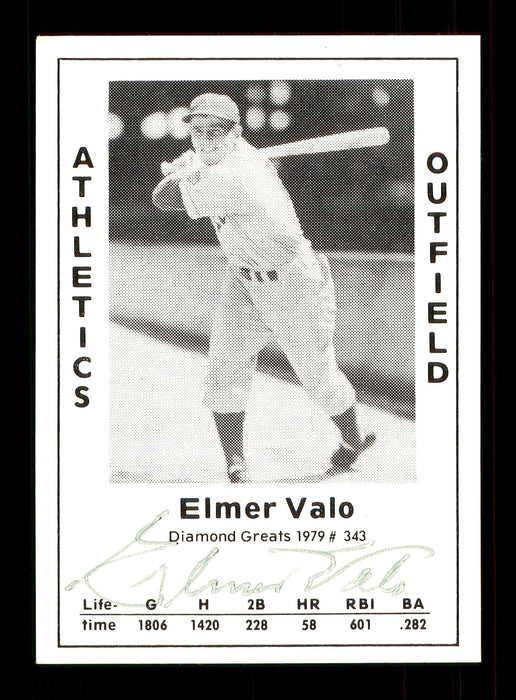 Elmer Valo Autographed 1979 Diamond Greats Card #343 Philadelphia A's SKU #172114 - RSA