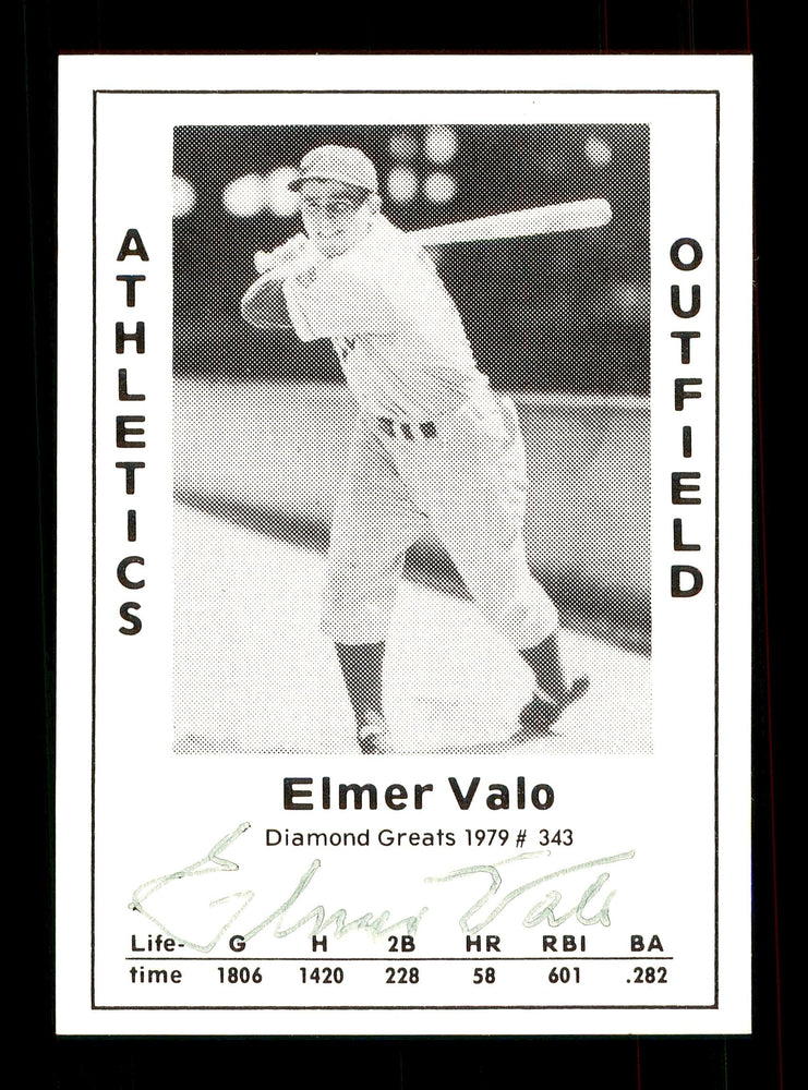 Elmer Valo Autographed 1979 Diamond Greats Card #343 Philadelphia A's SKU #172115 - RSA