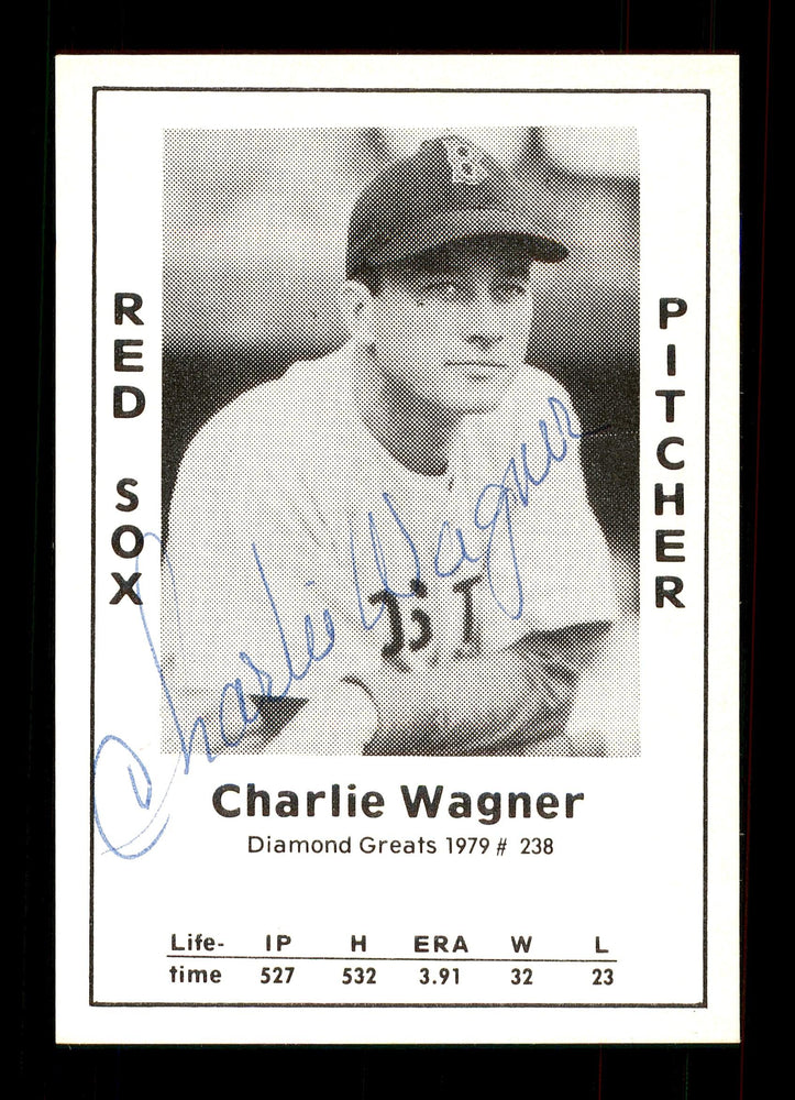 Charlie Wagner Autographed 1979 Diamond Greats Card #238 Boston Red Sox SKU #172123 - RSA