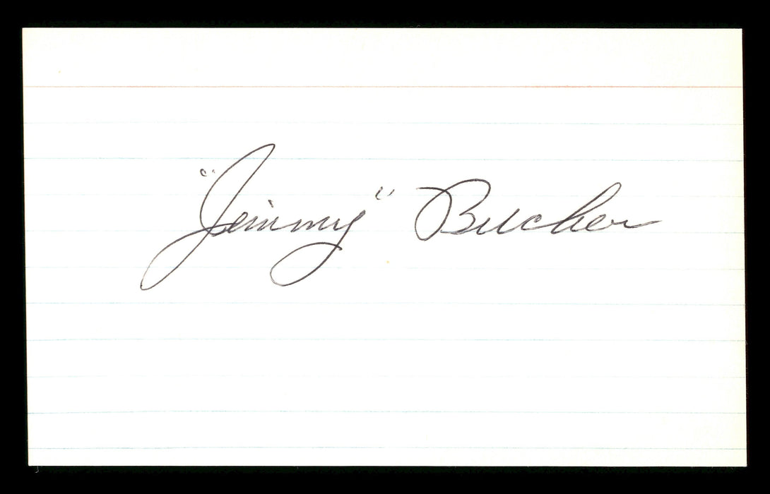 Jim Jimmy Bucher Autographed 3x5 Index Card Brooklyn Dodgers SKU #174094 - RSA