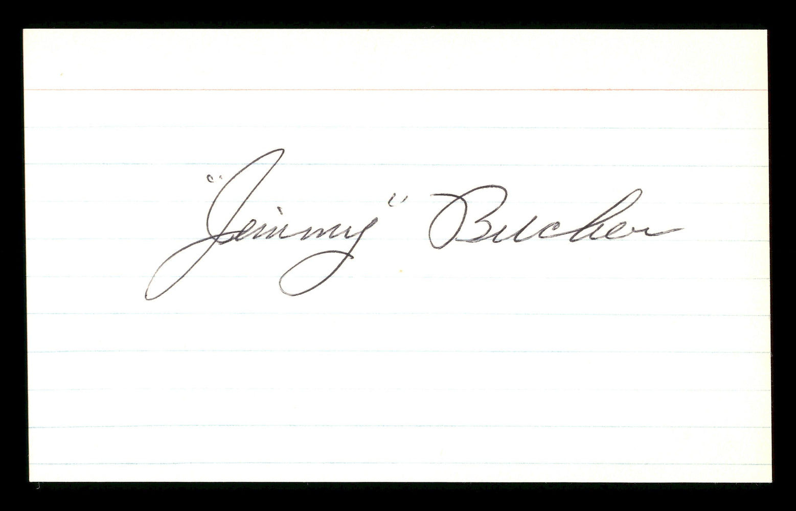 Jim Jimmy Bucher Autographed 3x5 Index Card Brooklyn Dodgers SKU #174094 - RSA