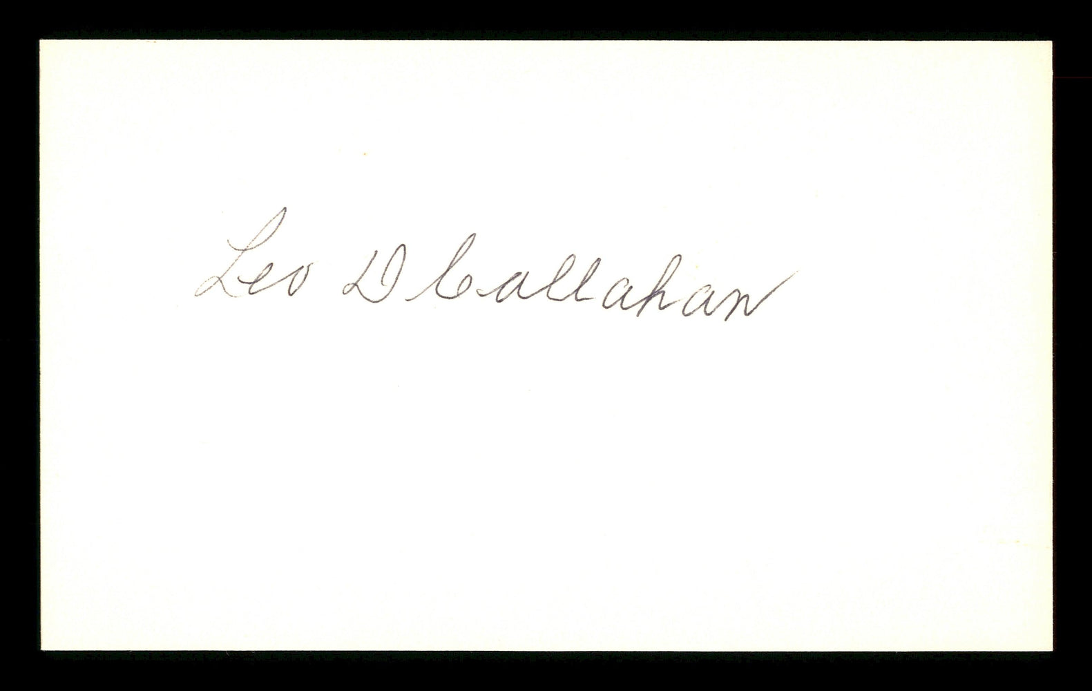 Leo Callahan Autographed 3x5 Index Card Brooklyn Dodgers SKU #174097 - RSA