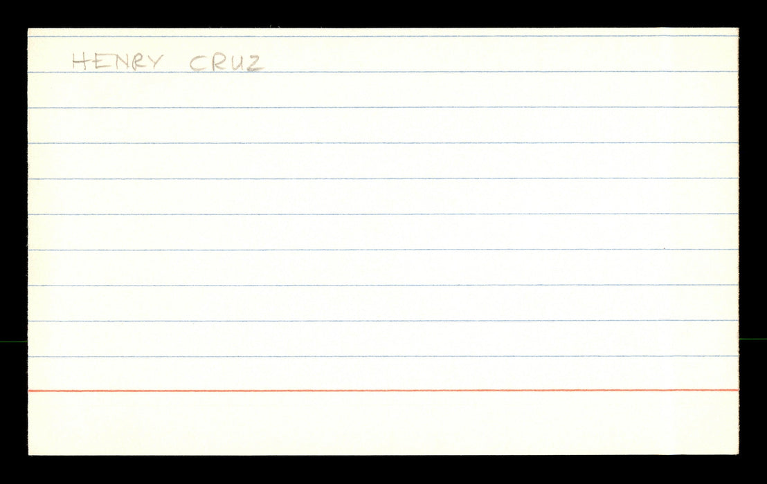 Henry Cruz Autographed 3x5 Index Card Los Angeles Dodgers SKU #174116 - RSA