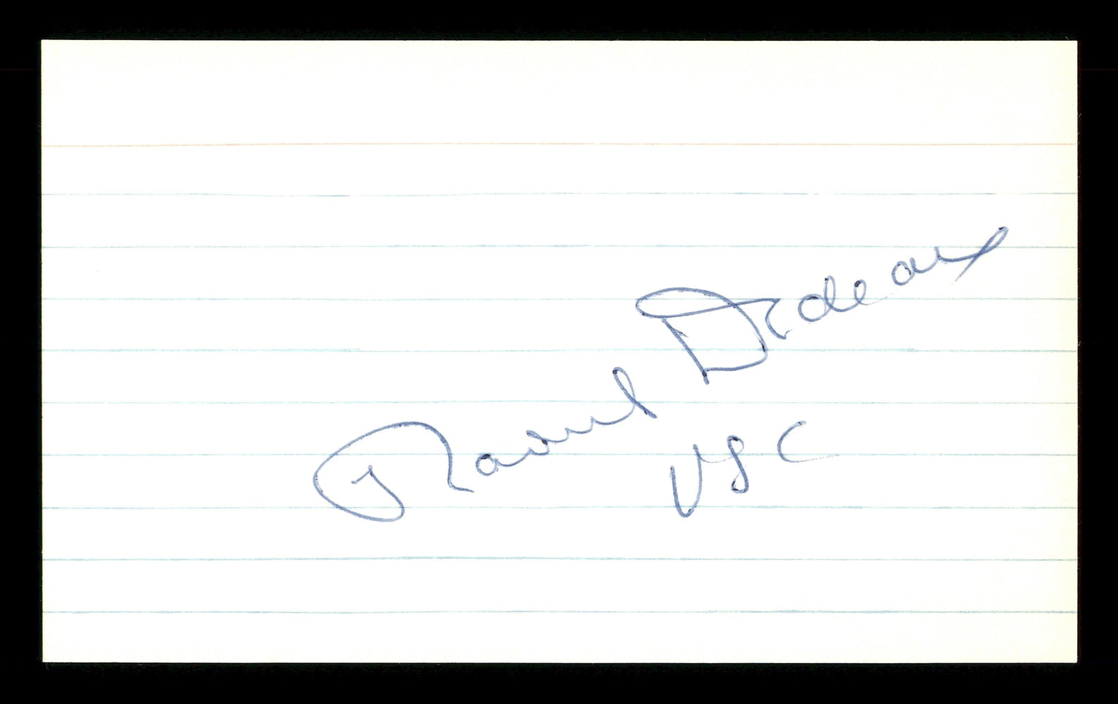 Rod Dedeaux Autographed 3x5 Index Card USC Trojans, Brooklyn Dodgers SKU #174125 - RSA