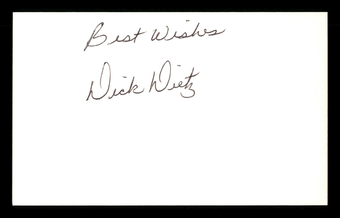 Dick Dietz Autographed 3x5 Index Card San Francisco Giants "Best Wishes " SKU #174127 - RSA