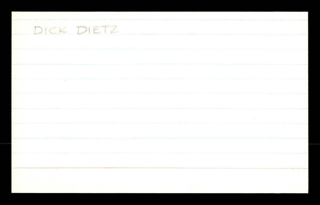 Dick Dietz Autographed 3x5 Index Card San Francisco Giants "Best Wishes " SKU #174127 - RSA