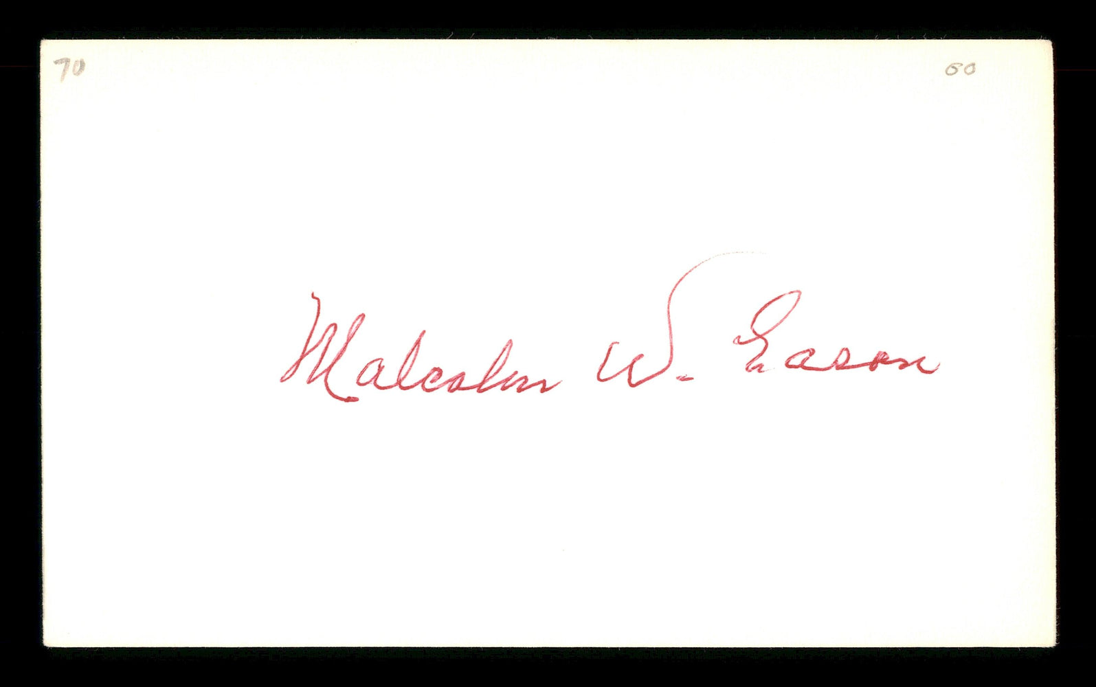 Malcolm W. Eason Autographed 3x5 Index Card Chicago Cubs SKU #174135 - RSA