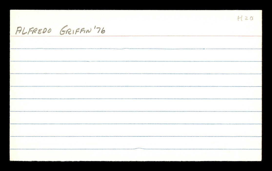 Alfredo Griffin Autographed 3x5 Index Card Toronto Blue Jays, Los Angeles Dodgers SKU #174151 - RSA