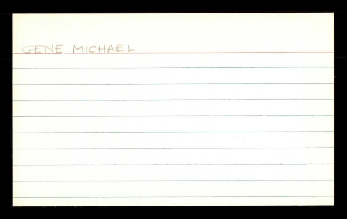 Gene Michael Autographed 3x5 Index Card New York Yankees SKU #174196 - RSA