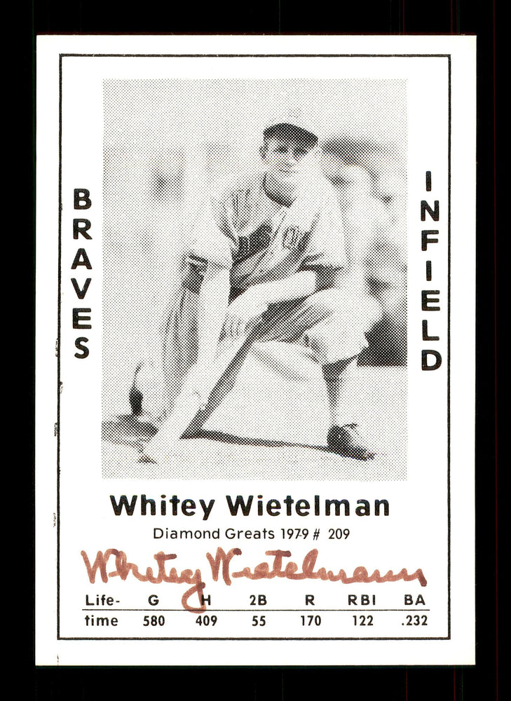Whitey Wietelmann Autographed 1979 Diamond Greats Card #209 Boston Braves SKU #172144 - RSA