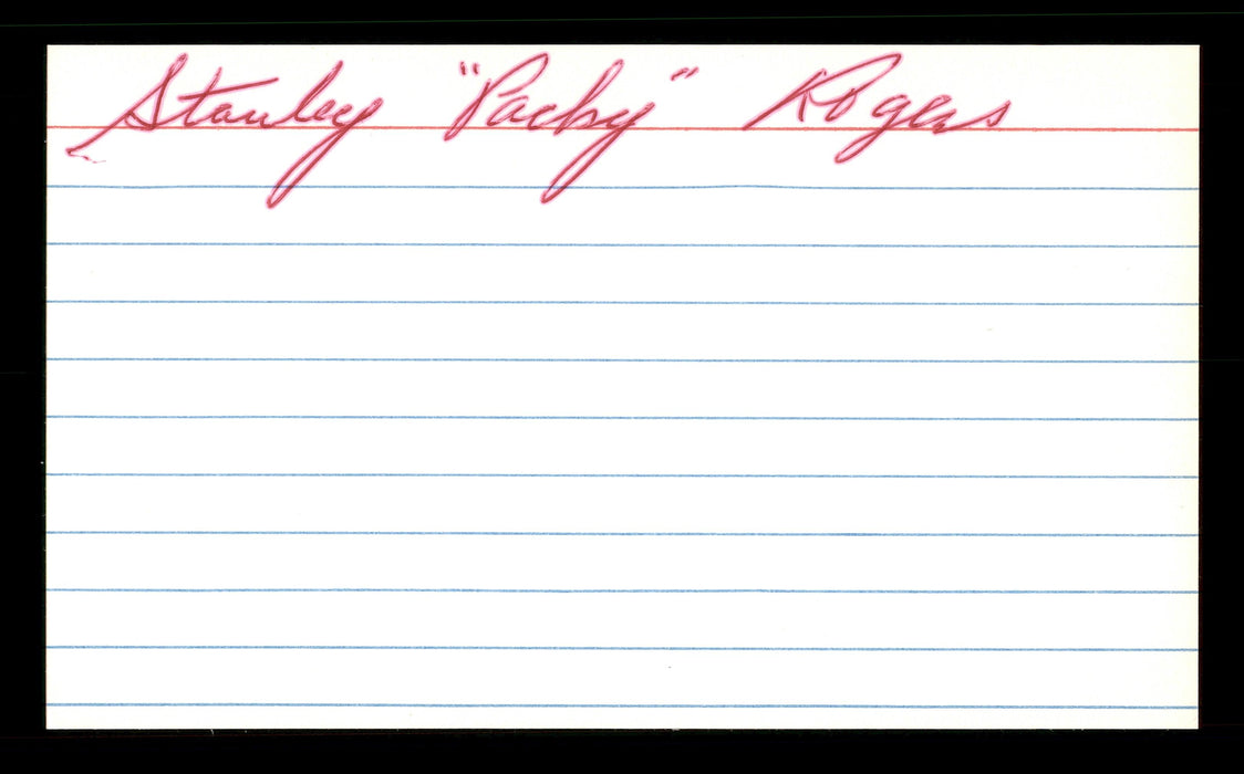 Stan Rogers Autographed 3x5 Index Card Brooklyn Dodgers SKU #174238 - RSA