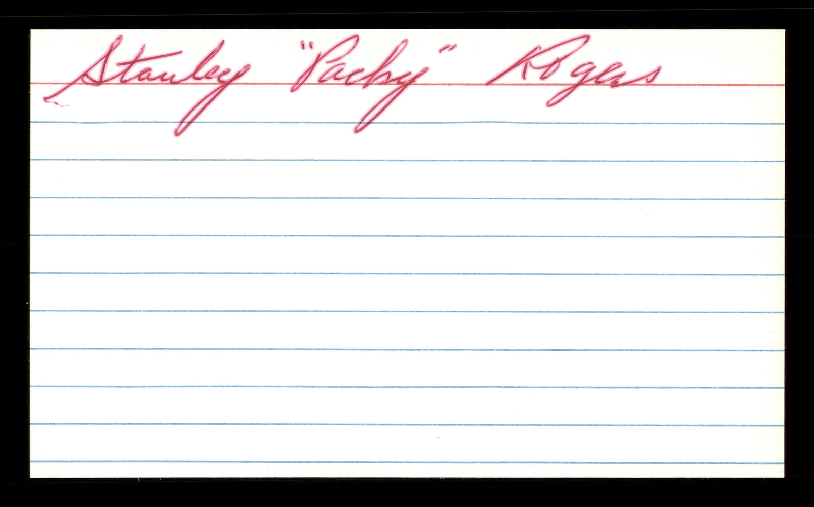 Stan Rogers Autographed 3x5 Index Card Brooklyn Dodgers SKU #174238 - RSA