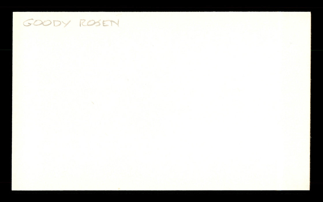 Goody Rosen Autographed 3x5 Index Card Brooklyn Dodgers SKU #174241 - RSA