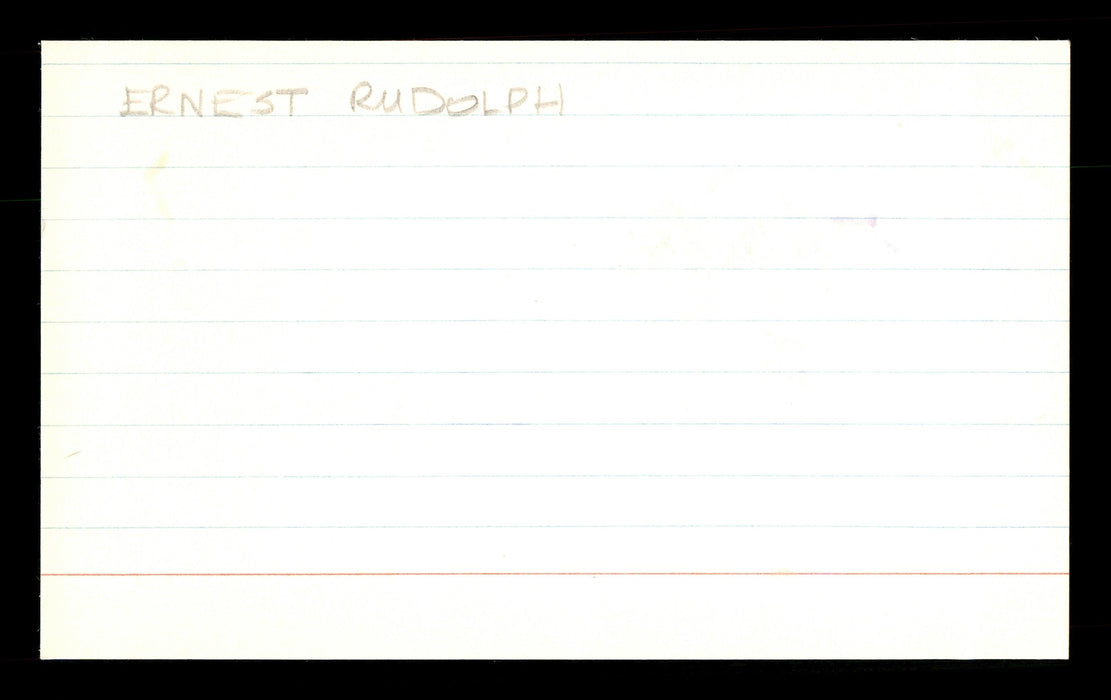 Ernest Rudolph Autographed 3x5 Index Card Brooklyn Dodgers "Best Wishes " SKU #174243 - RSA