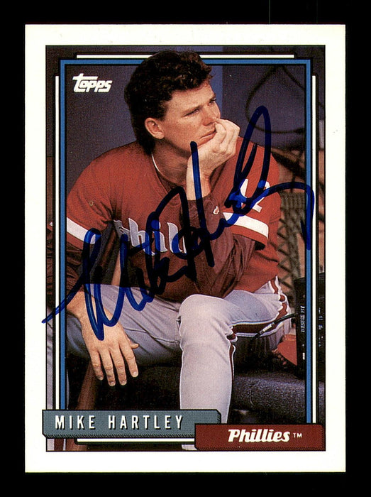 Mike Hartley Autographed 1992 Topps Card #484 Philadelphia Phillies SKU #183787 - RSA