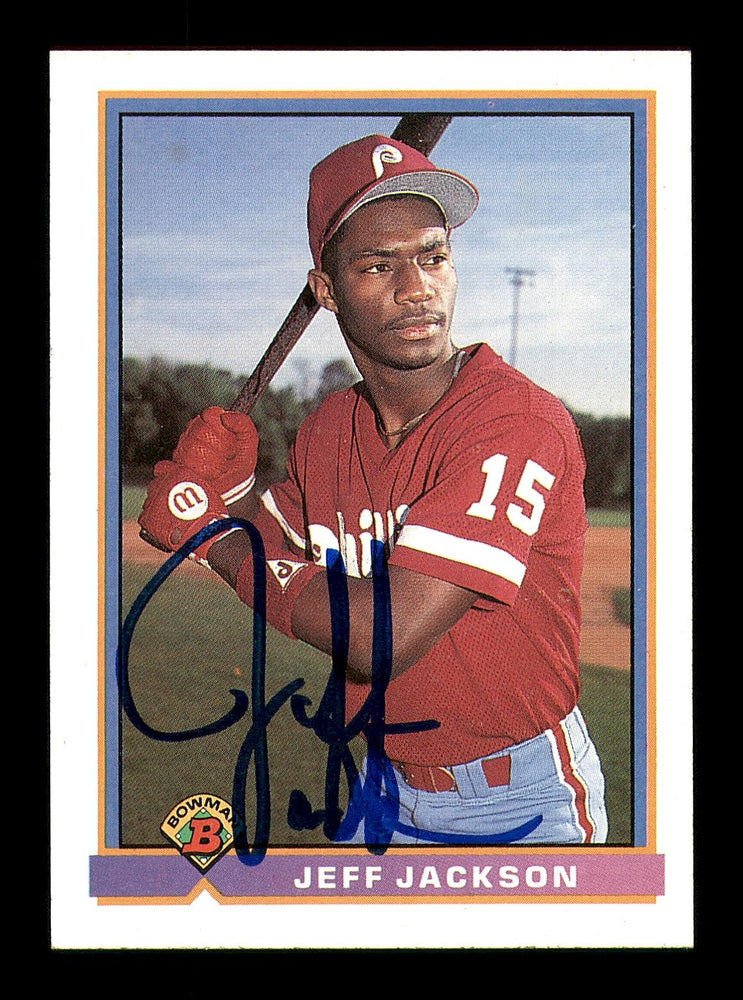Jeff Jackson Autographed 1991 Bowman Rookie Card #491 Philadelphia Phillies SKU #183825 - RSA